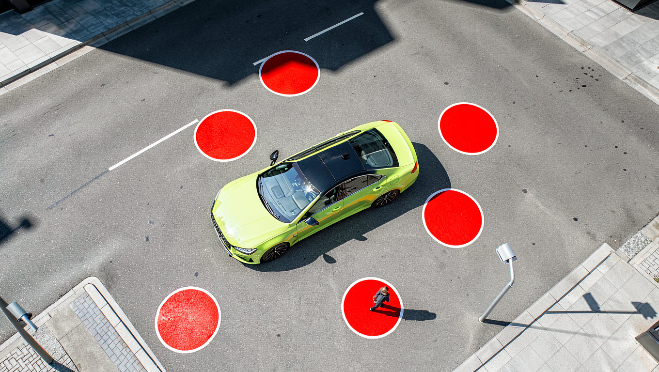 Audi Digital Twin Business AR photo spots around a vehicle